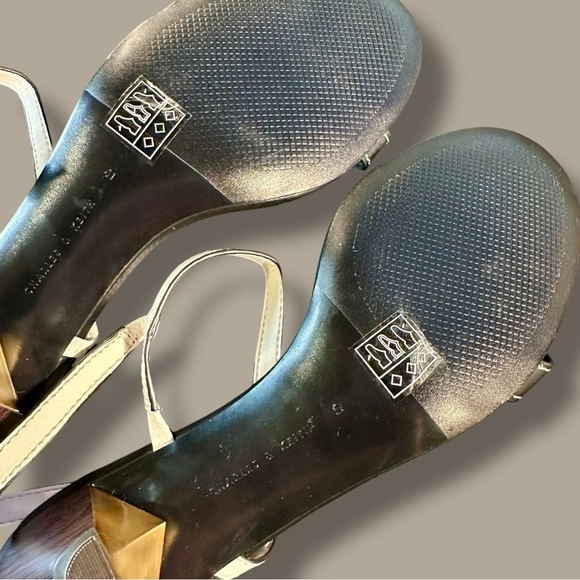 NWOT Charles & Keith Black & White Colorblock Bow-Detail Wooden Cone Heels Sz 11 - Picture 5 of 16